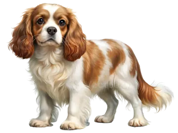 a brown and white dog with long hair