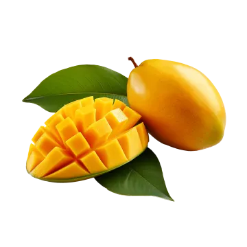 a mango cut in half