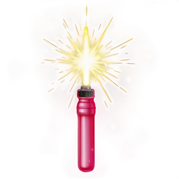 a red lighter with yellow sparks coming from it