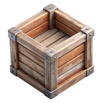 a wooden box with metal handles