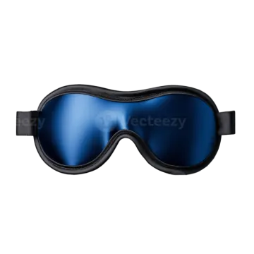 an image of a pair of black and blue goggles