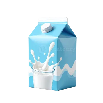 a milk carton with milk splashing out of it