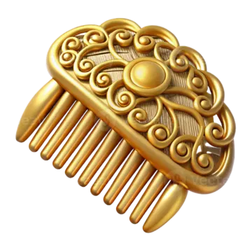 a gold comb with ornate designs