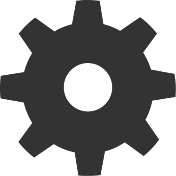 a black and white gear icon
