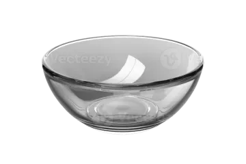 a glass bowl on a white background