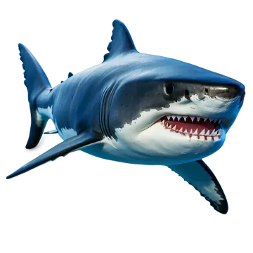 a large blue shark with its mouth open