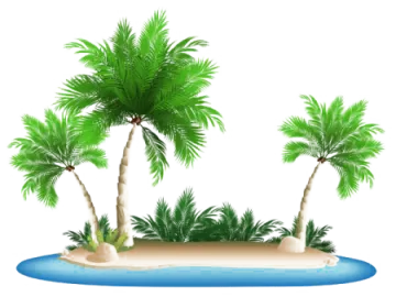 a tropical island with palm trees