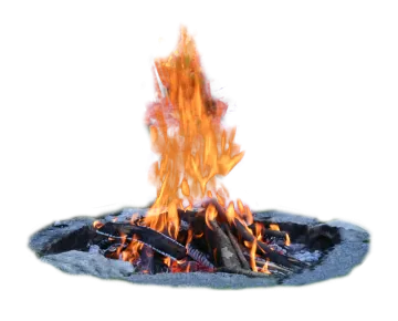 a fire pit with flames in it