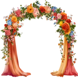 a floral arch with flowers and leaves