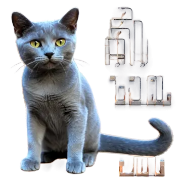 a gray cat sitting on the floor next to a set of clips