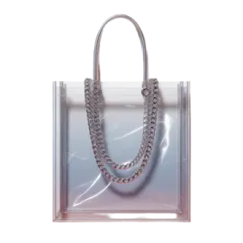 a clear bag with a chain on it