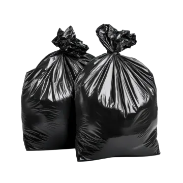 a pair of black garbage bags