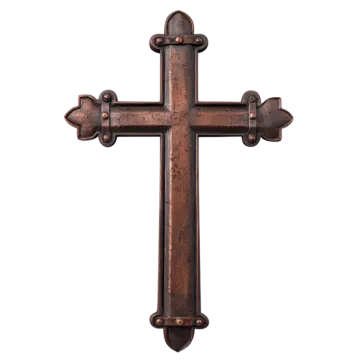 an old iron cross on a white background