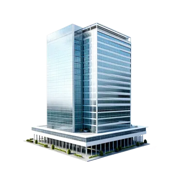 an office building on a white background