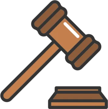 a judge's hammer and a wooden block