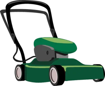 a green lawn mower on a white background
