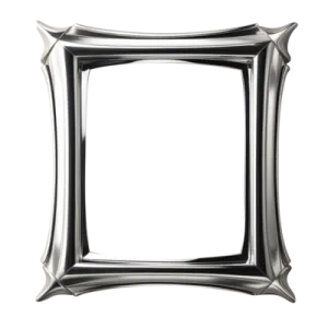 a silver square frame on a white background