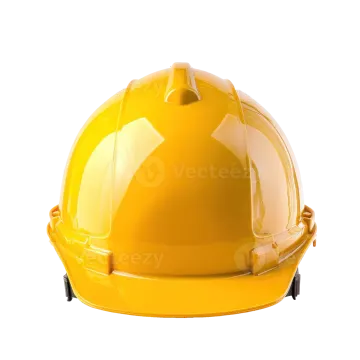 a yellow hard hat on a white background