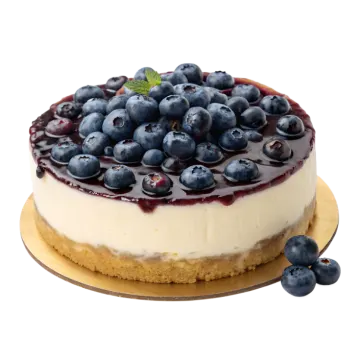 a cheesecake with blueberries on top of it