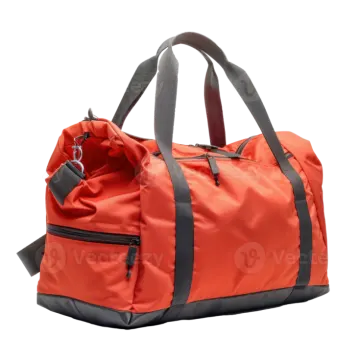 an orange duff bag on a white background