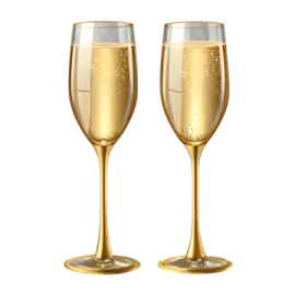 two champagne glasses with gold rims