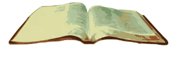 an open book on a white background