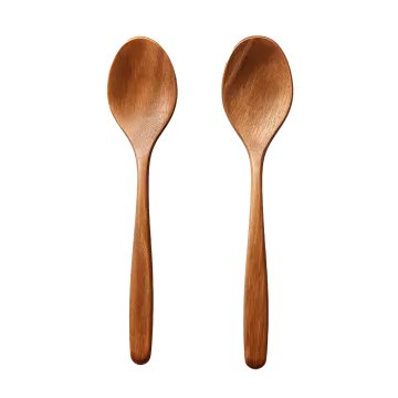 two wooden spoons on a white background