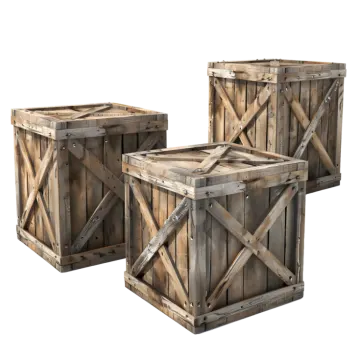 a set of three wooden crates