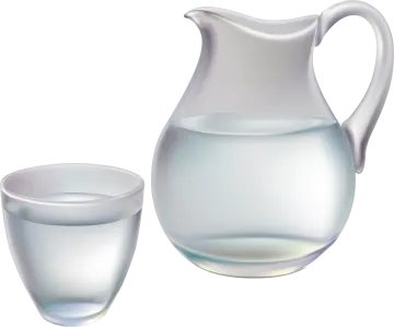 a pitcher and two glasses