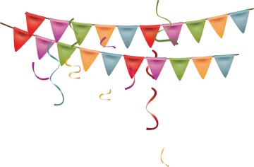 a bunch of colorful flags and streamers