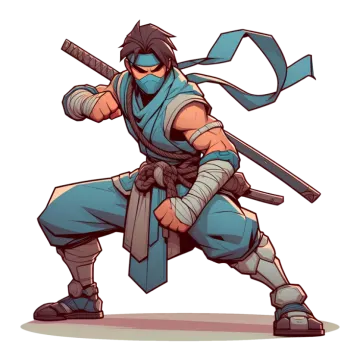 an illustration of a ninja with a sword in his hand