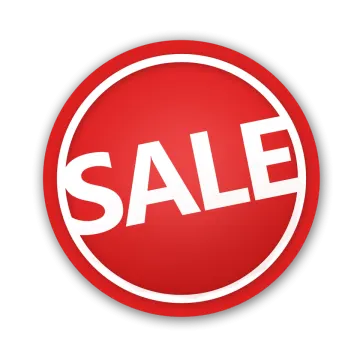 a red sale button with the word sale on it