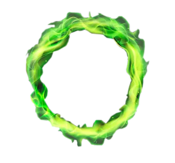 a circle made of green flames