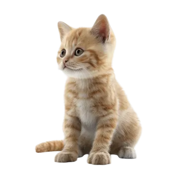 a small kitten sitting down on the floor
