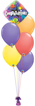 a bunch of balloons with the words congratulations