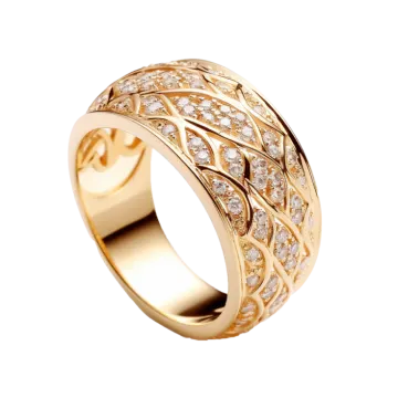 an 18k yellow gold ring with diamonds