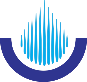 a blue and white logo with the letter o on it