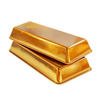 two gold bars on a white background