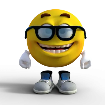 a yellow smiley with sunglasses and a pair of shoes