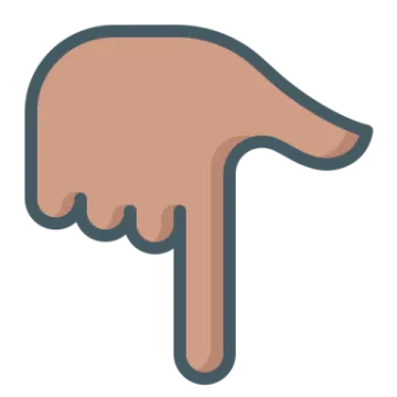 a hand pointing to the right