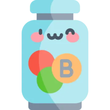 a jar of pills with the letter b inside