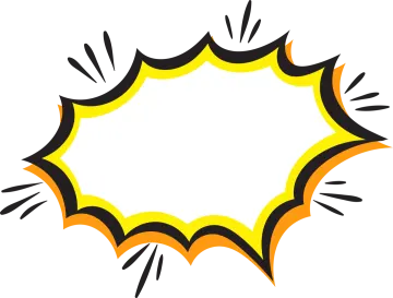 a yellow and black comic speech bubble