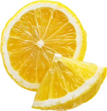 two slices of lemon on a white background