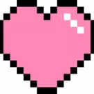 a pixel heart in pink and black