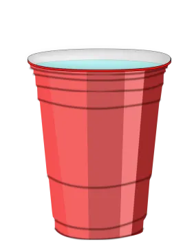 a red bucket with water inside