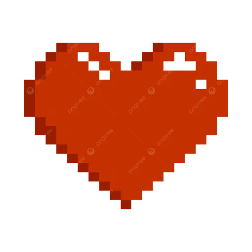 a pixeled red heart on a white background