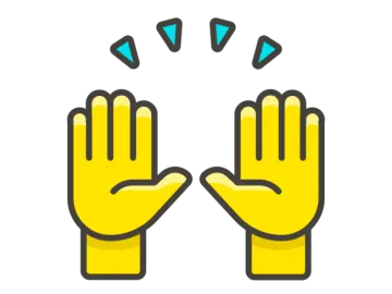 a pair of yellow gloves with one hand raised up