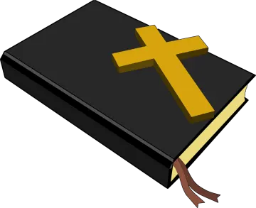 a black book with a cross on it