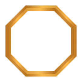 a gold hexagon on a white background