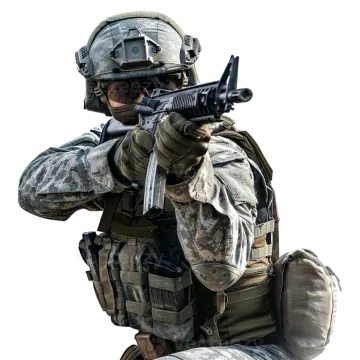 a soldier with a gun in his hand